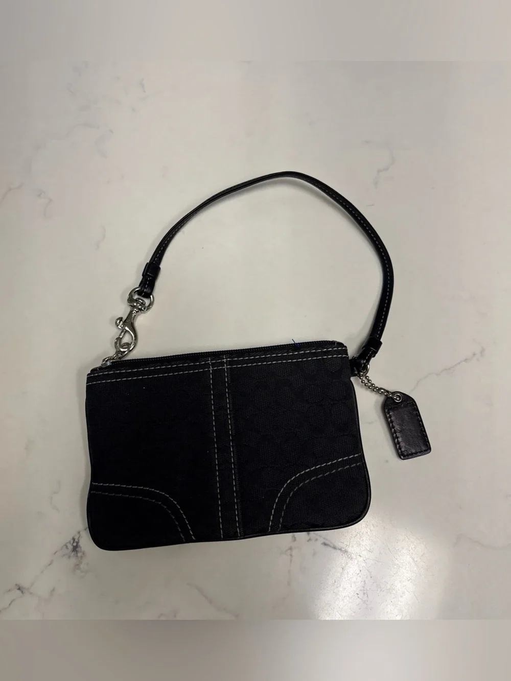 Coach Black Wristlet Clutch with Contrast Stitching